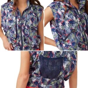 FP Movement Off The Grid Printed Cargo Hooded Vest Supernova Floral NWT - Small